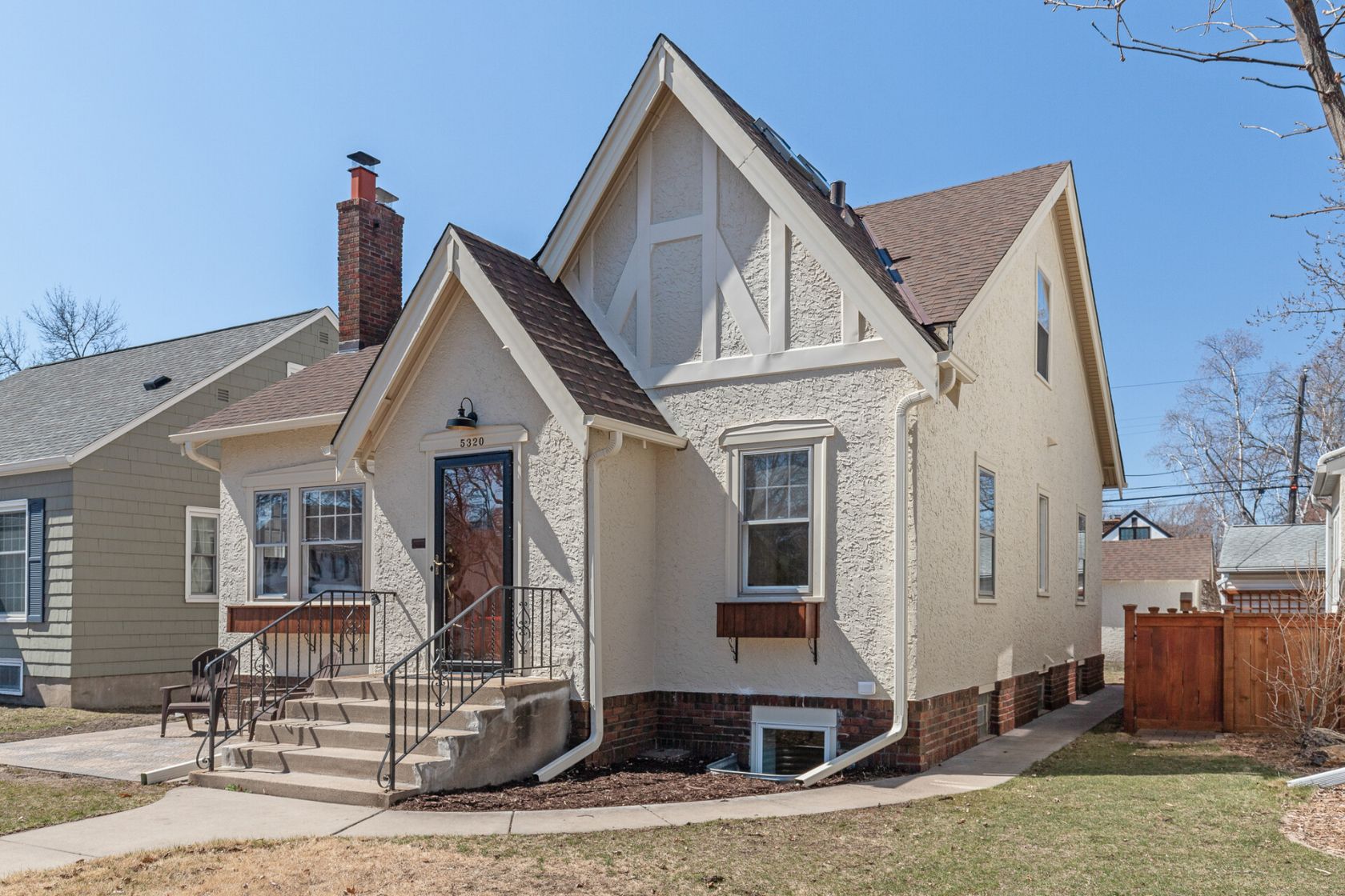 Front elevation of Humboldt Tudor remodel
