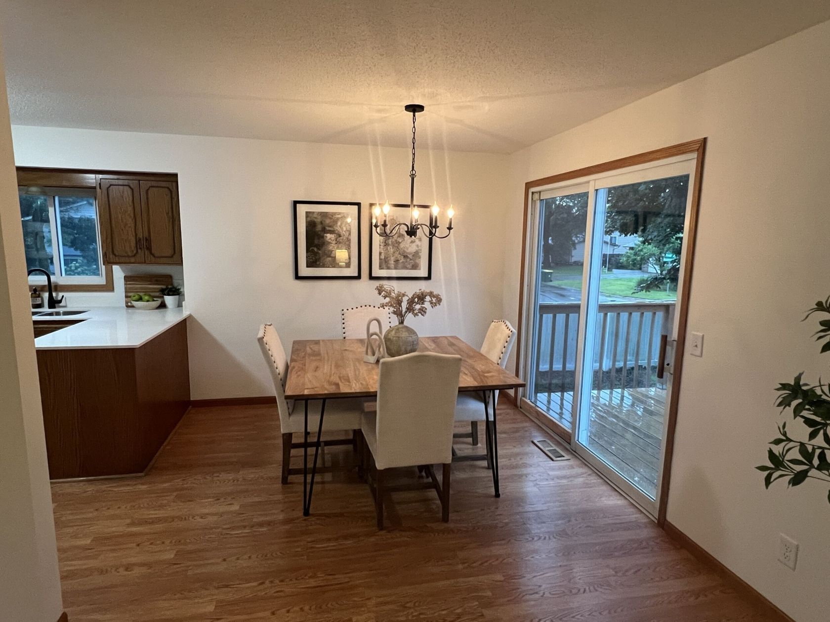 Emerson dining room opened to kitchen with new quartz counters